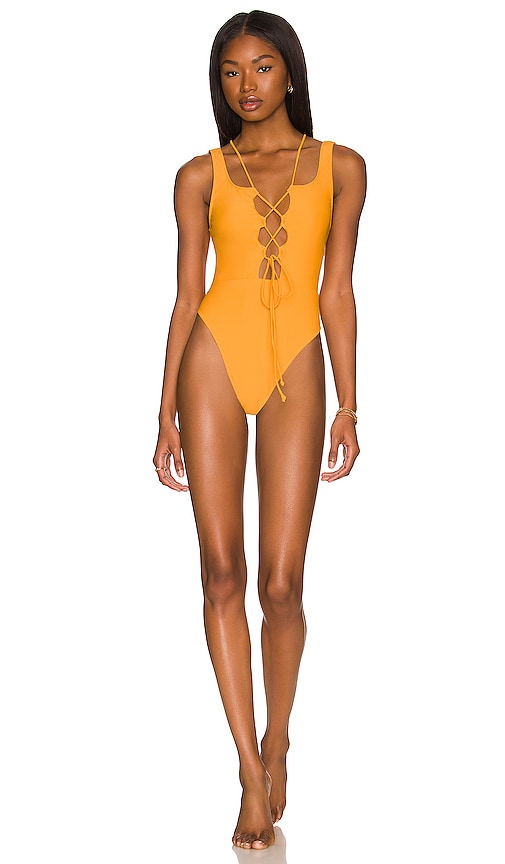 Bright orange one piece swimsuit online