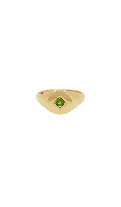 Shop Loren Stewart Baby Deco Signet Ring In Metallic Gold