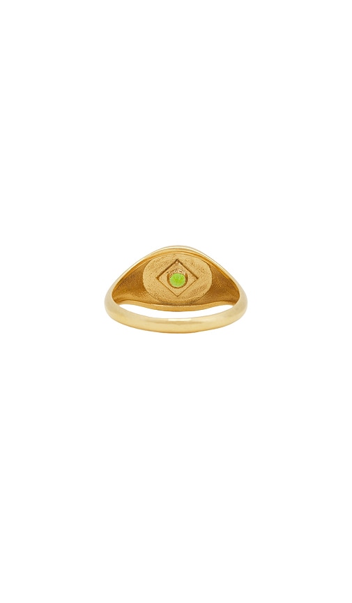 Shop Loren Stewart Baby Deco Signet Ring In Metallic Gold