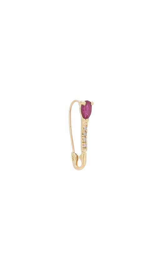 Loren Stewart Mini Gemstone Diamond Safety Pin Single Earring In Gold