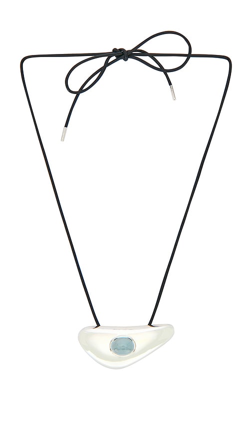 Loren Stewart Modernist Cord Pendant Necklace in Metallic Silver.