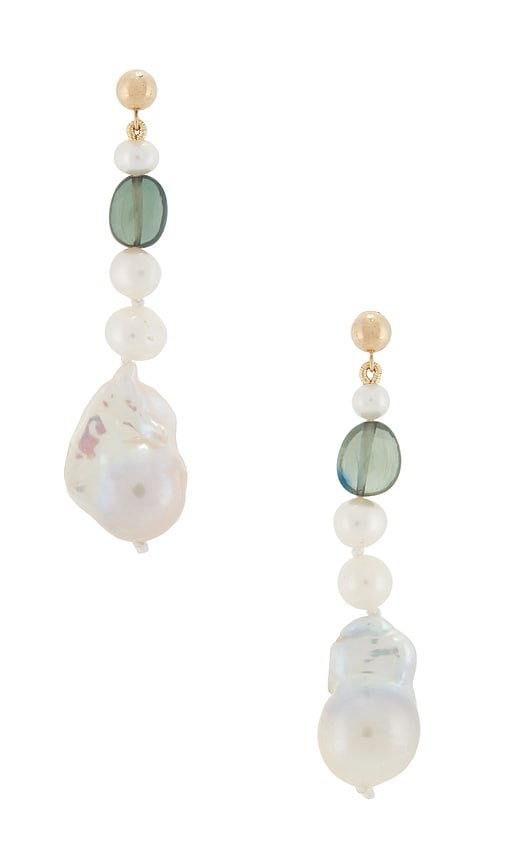 Loren Stewart Poet Pearl Earrings in Green.
