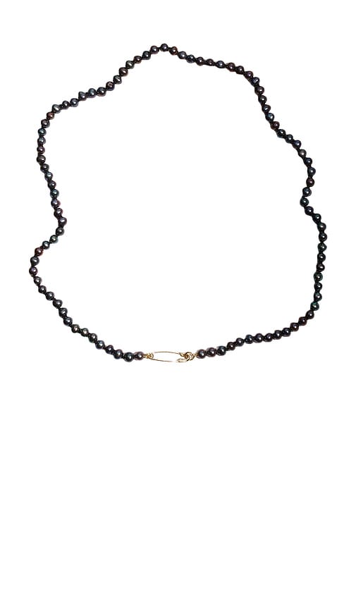 Loren Stewart Safety Pin Necklace in Freshwater Black Pearls | REVOLVE