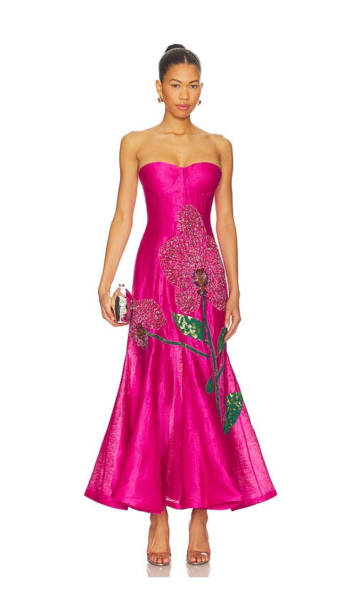 La Fuori Orchid Embroidered Gown In Pink