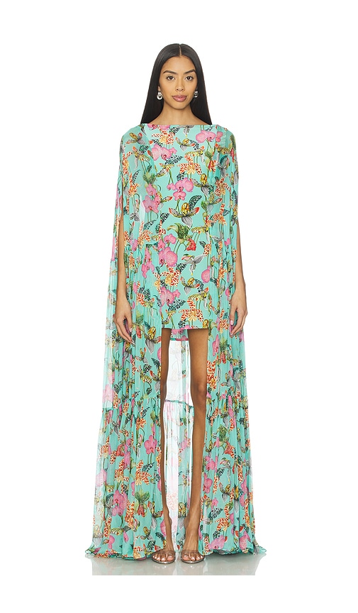 LA FUORI Teal Orchid Bouquet Dress in Teal Orchid
