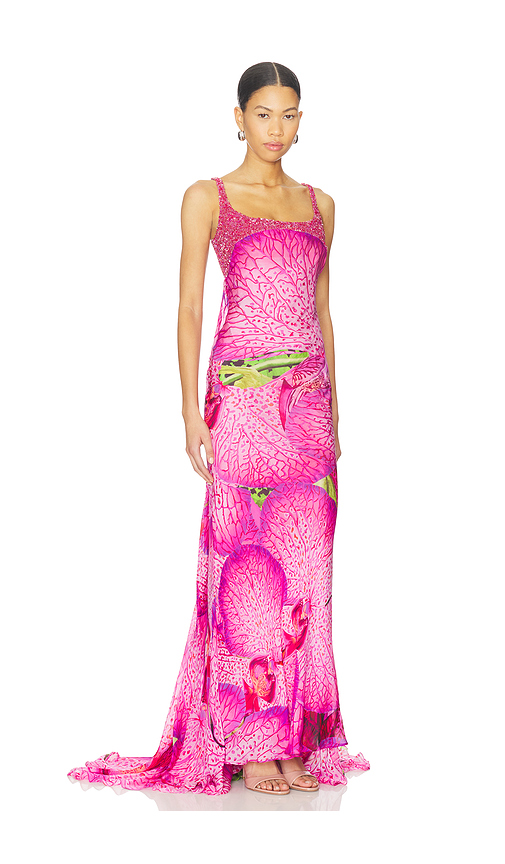 La Fuori Orchid Pink Gown In Multi