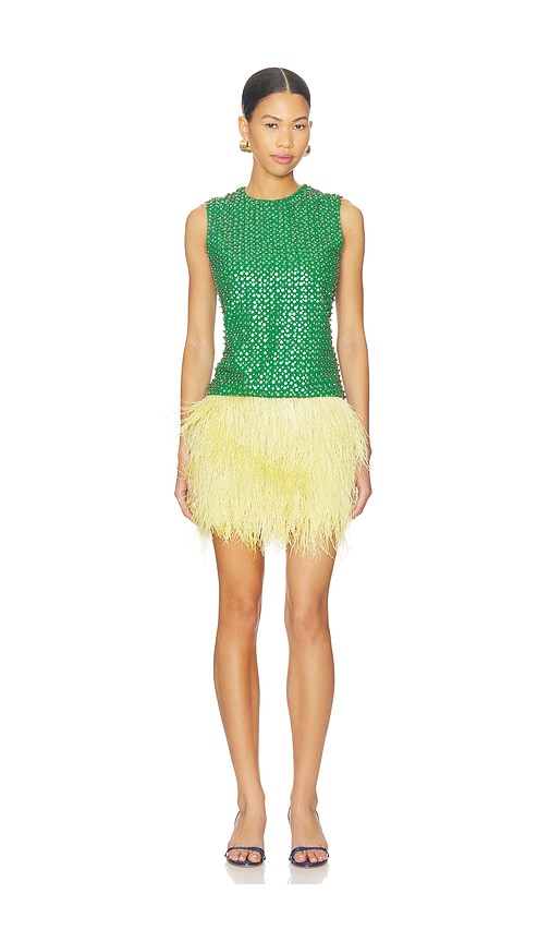 LA FUORI Emerald Crystal Embroidered Dress