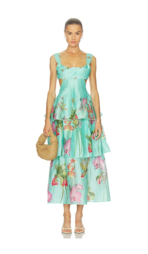 La Fuori Botanical Oasis Dress In Blue