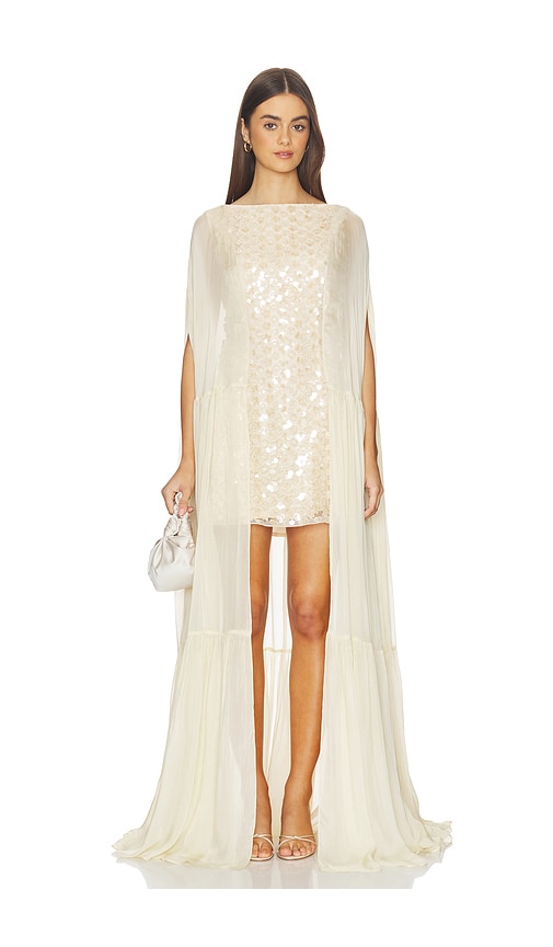 LA FUORI Moonlit Floral Tulle Dress
