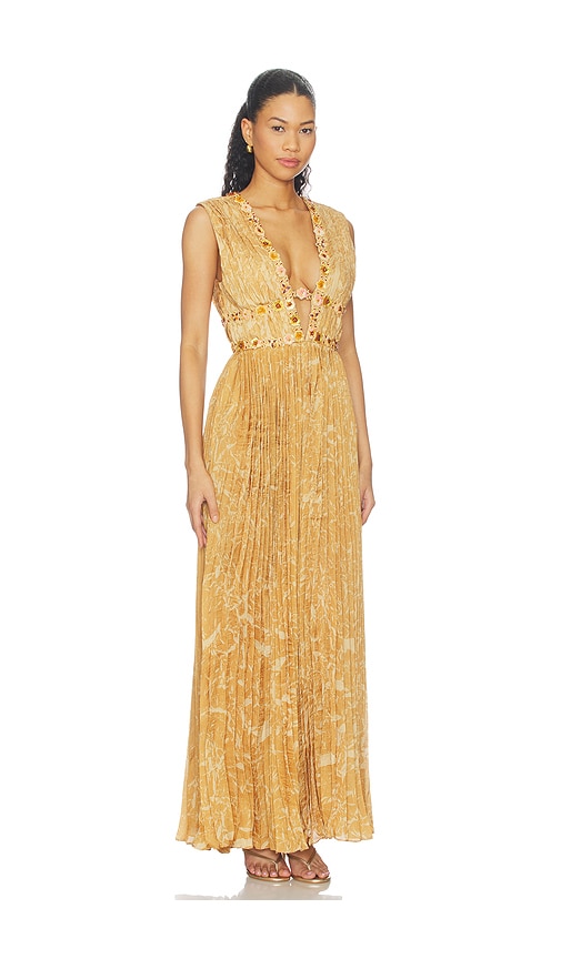 Honeydew Printed Draped Gown