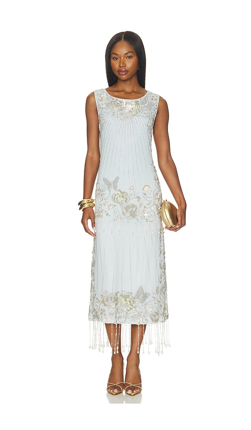 Aquamarine Frosted Bloom Midi Dress