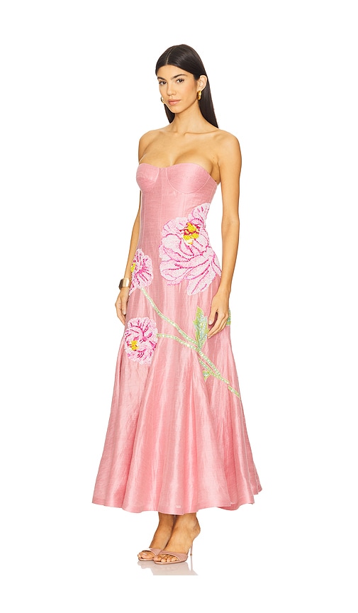 La Fuori Petaleeza Corset Gown In Pink