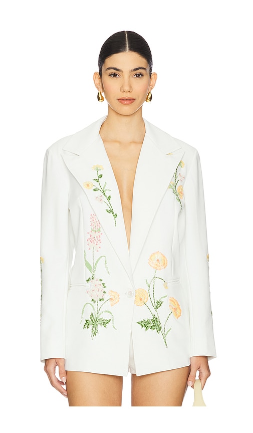 Summer Bloom Embellished Jacket in White. - size XS (also in L, M, S)