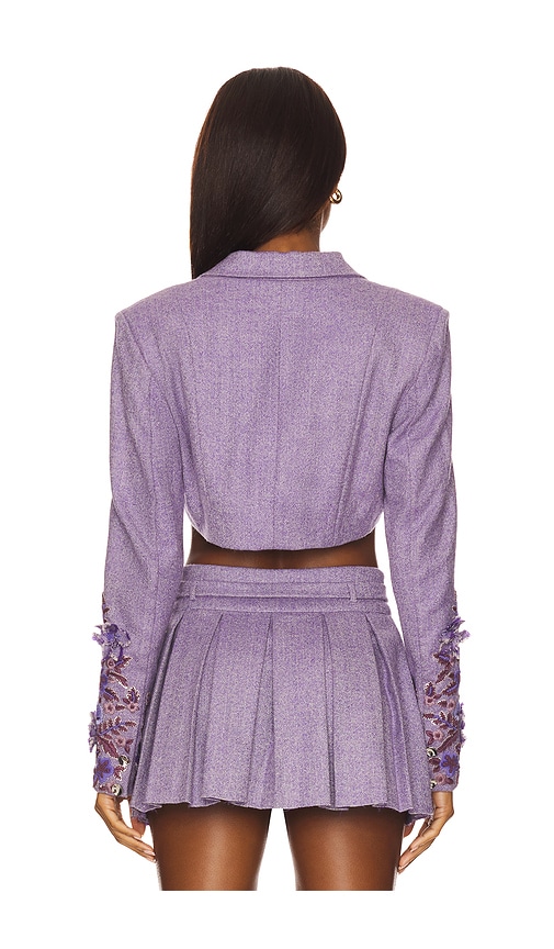 La Fuori Georgiana Tweed Mini Jacket In Purple. Size S. Also In M. 