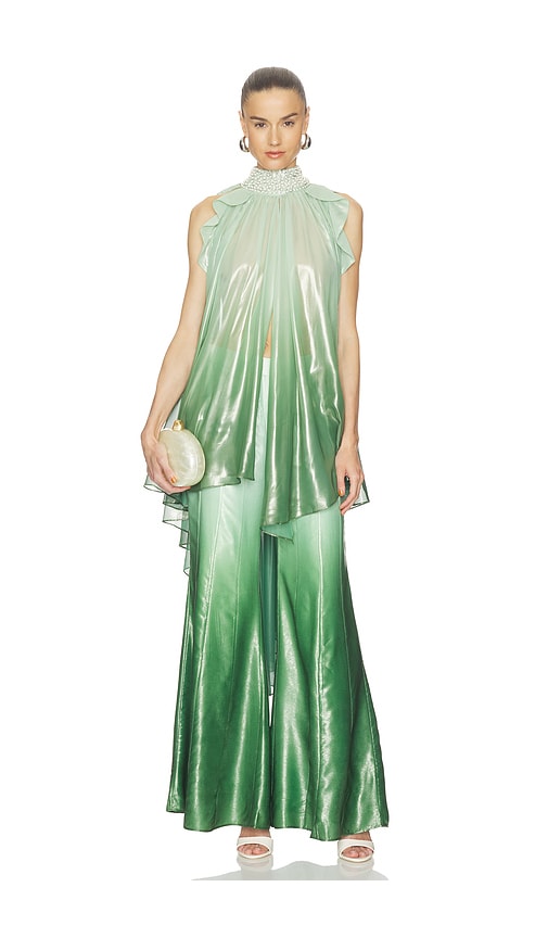 Iridescent Sage Embroidered Top