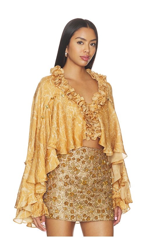 Honeydew Printed Ruffle Top