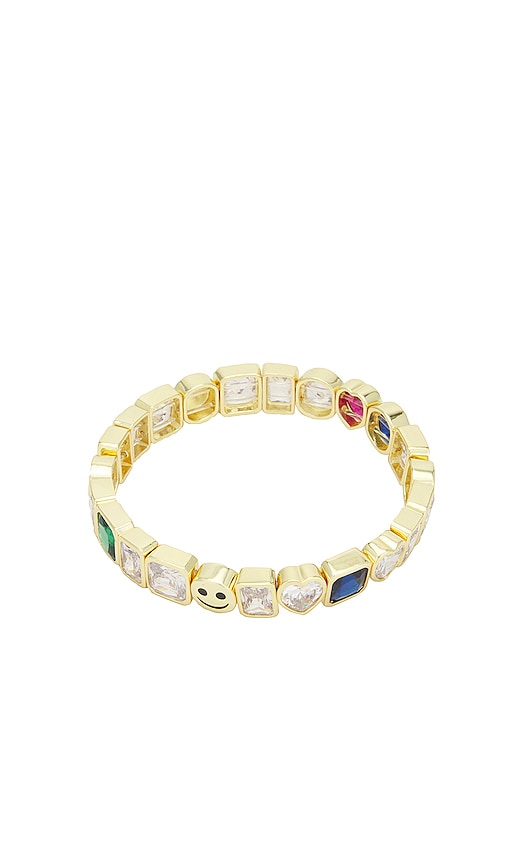 Lisa Gozlan Enamel Happy Face Bracelet in Gold | REVOLVE