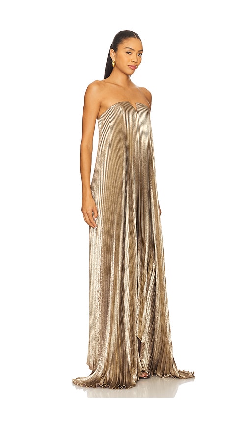  L'idee Abendkleid Black Tie In Metallic Gold. Größe 6/xs. Also In 8/s, 10/m. 