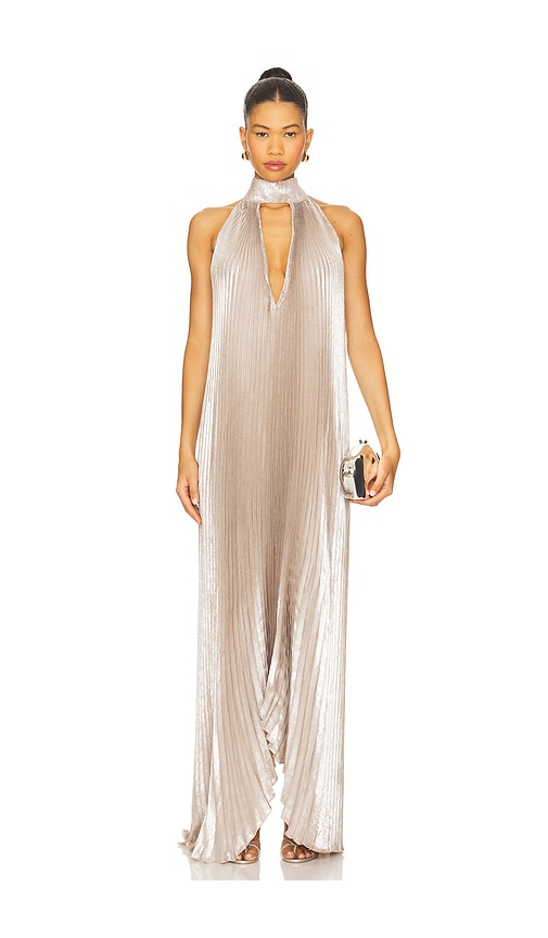L'IDEE Opera Gown in Metallic Silver. - size 6/XS (also in 12/L, 14/XL)