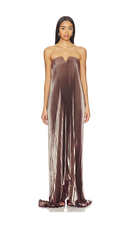 L'idée Black Tie Gown With Drama Sleeves In Brown