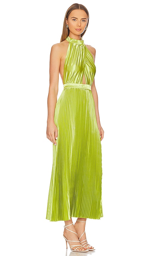 Shop L'idée Renaissance Split Gown In Green