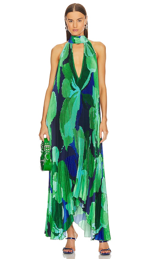 L'IDEE Opera Gown in Capri Print Green