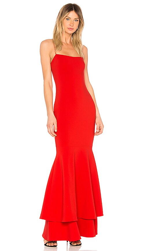 LIKELY Aurora Gown in Scarlet | REVOLVE