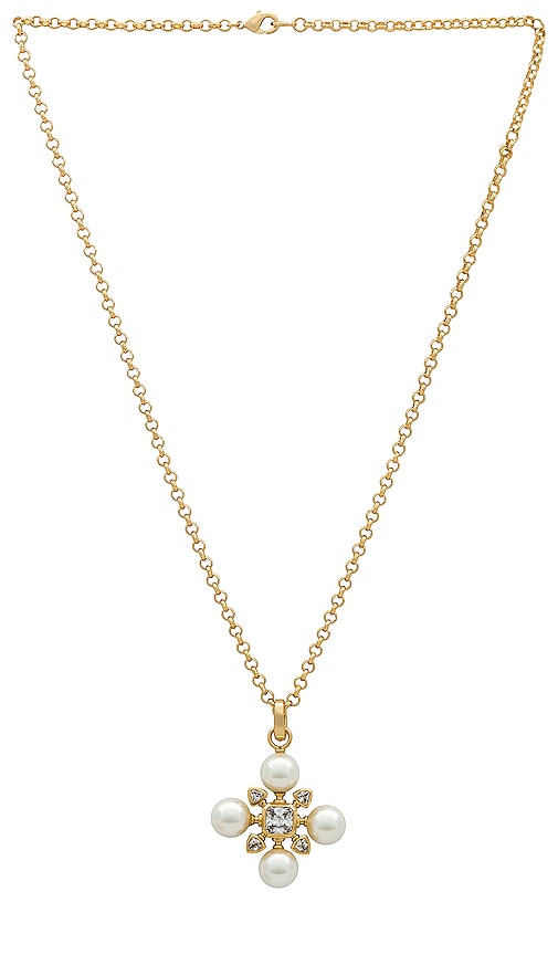 Lili Claspe Theodora Pearl Charm Necklace In Metallic Gold