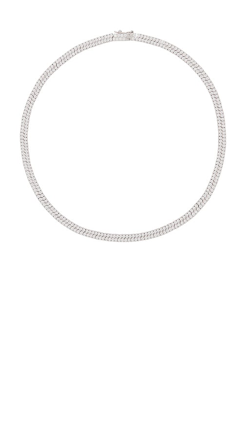 Rosaline Tennis Necklace in Metallic Silver.