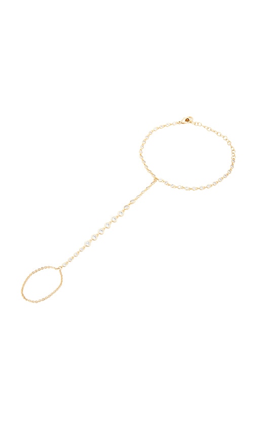 Lili Claspe Cici Hand Chain in Metallic Gold.