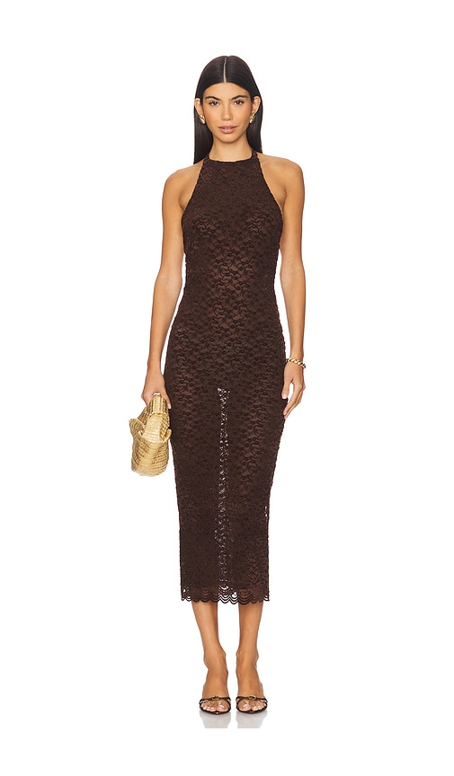 Members Midi Dress in Chocolate. - size XXS (also in L, M, S, XL, XS)