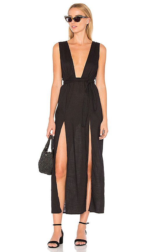 LIONESS Esperanza Plunge Maxi Dress in Black | REVOLVE