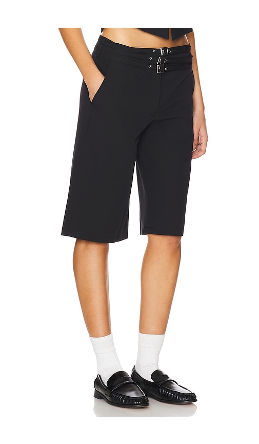 Lioness Backstage Belted Low Rise Jort In Black, Women's At Urban Outfitters In Black