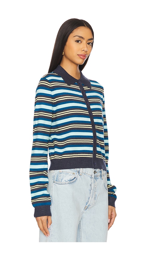 Shop Lioness Awakening Cardigan In Navy Stripe