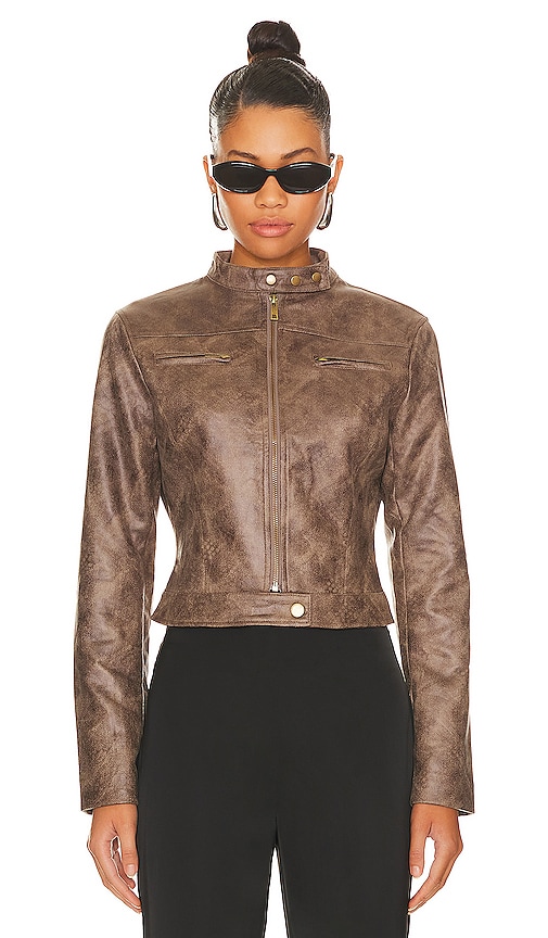 Shop Lioness Bella Moto Jacket In Chocolate