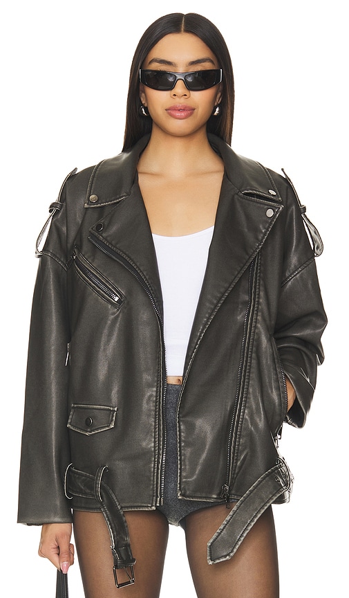 Shop Lioness Ace Biker Jacket In 深灰色