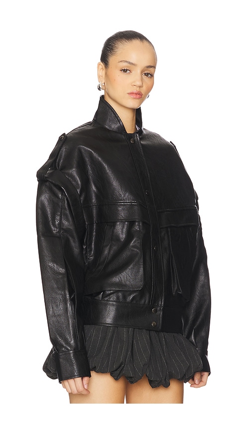 Lioness Nirvana Faux Leather Bomber Jacket In Black
