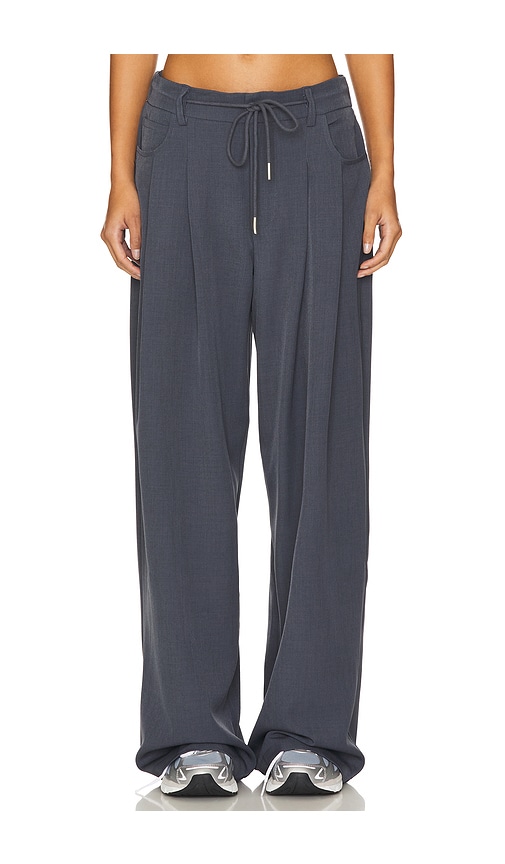 Shop Lioness Slouch Tie Up Pant In Slate