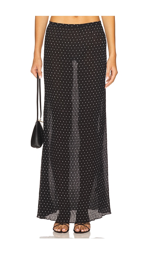 Lioness Ford Maxi Skirt Onyx Polka In Black