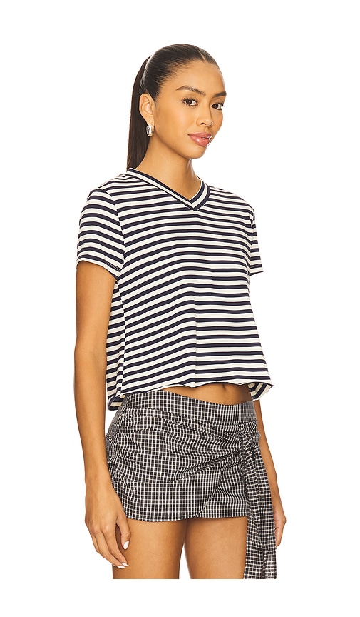Lioness North Light Tee Navy White Stripe In Gray