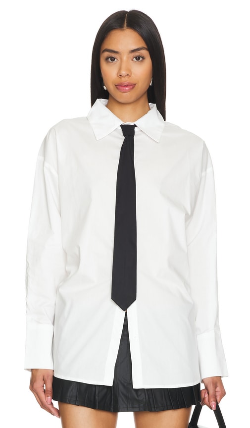 Shop Lioness Valentino Tie Shirt In 瓷白