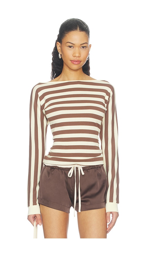 Blooming Long Sleeve Top by Lioness in Sorbet Cocoa Stripe