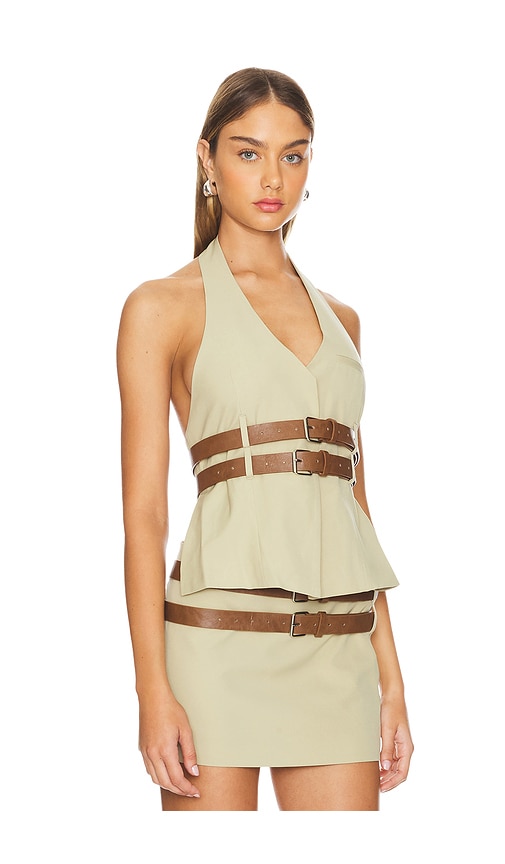 Shop Lioness Ethereal Buckle Top In Beige