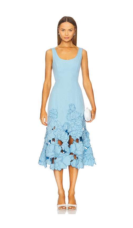 LEO LIN Emily Applique Midi Dress in Cornflower Blue | REVOLVE