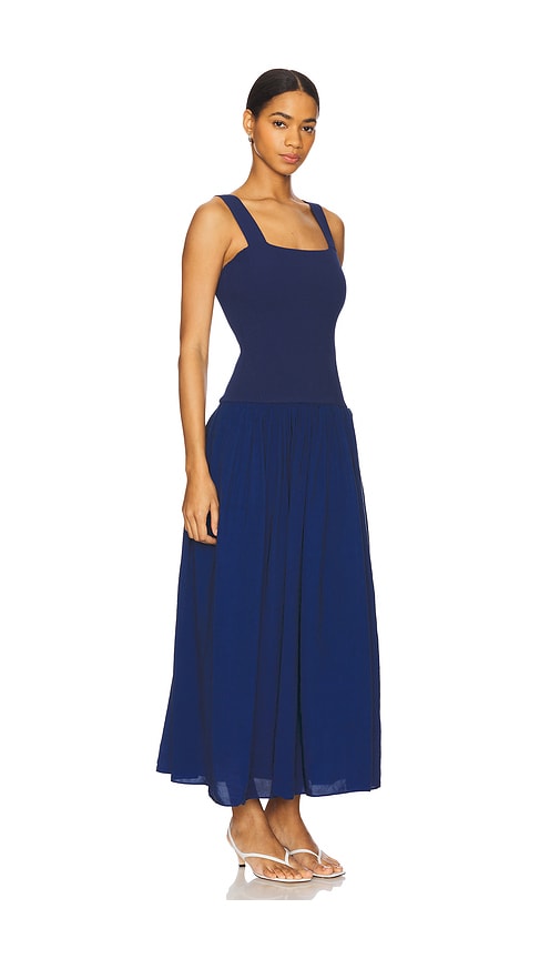 La Ligne Henriette Mixed-media Tank Top Dress In Indigo