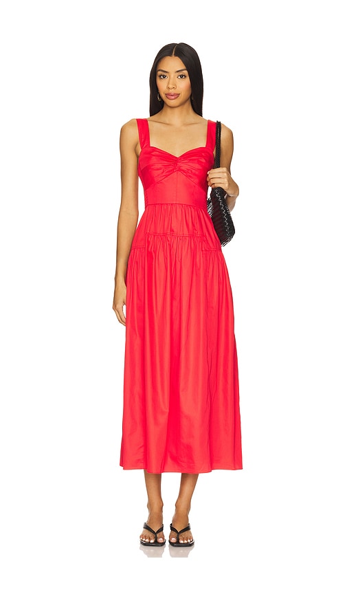 Solid Poplin Dress in Red. - size XXS (also in L, M, S)