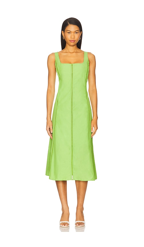 La Ligne Tealength Dress With Trim Detailing In Green