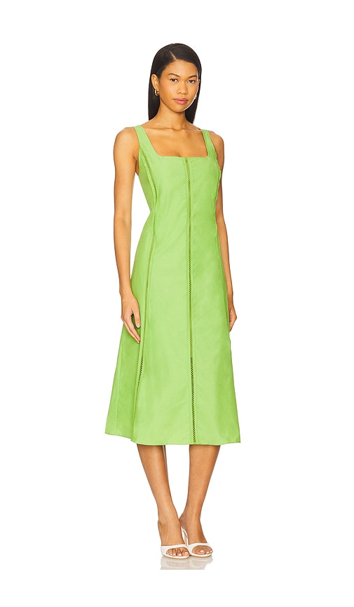 La Ligne Tealength Dress With Trim Detailing In Green