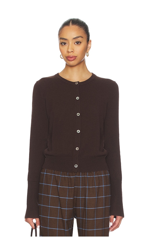 La Ligne Solid Lean Lines Cardigan In Brown