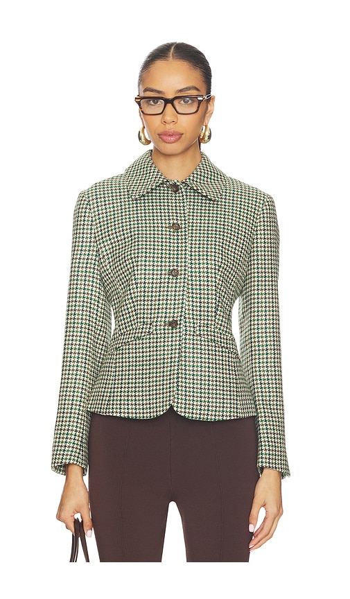 La Ligne Houndstooth Jacket In Green